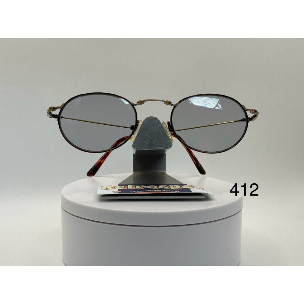 Vintage Eyeglasses NOS Round | Light Grey Lens | Gold/Wine Metal Frame | 90s-00s